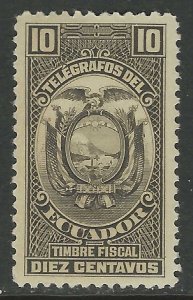 ECUADOR TELEGRAPH STAMPS 1928-45 10c Perf. 12 Hiscocks No. 82 VF Mint NH