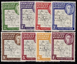 FALKLAND IS - Dependencies GVI SG G1-G8, 1946-49 map thick & coarse set, M MINT.