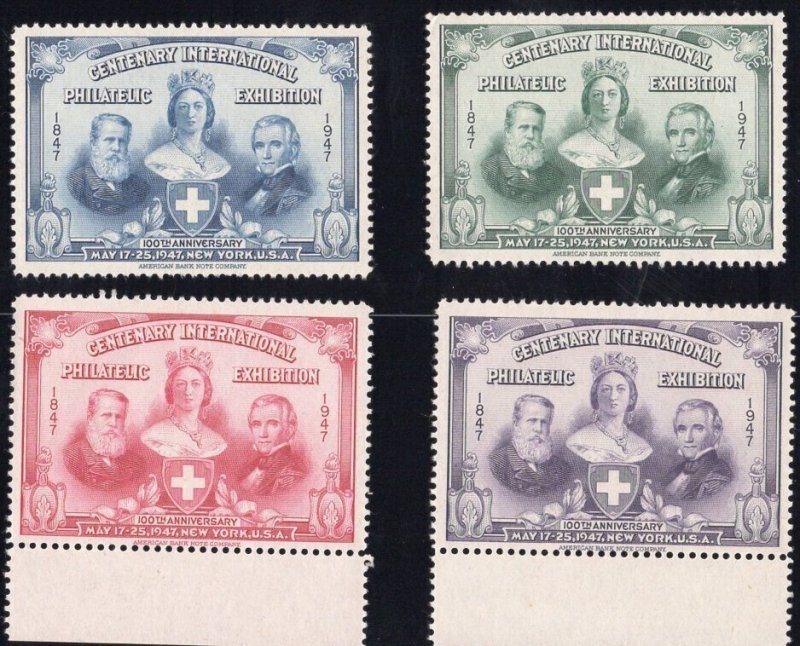 USA 1947 Cinderella Centenary Int'l Philatelic Exhibition Set of (4) Min...