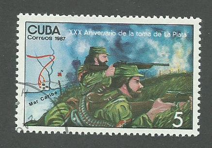 CUBA Sc# 2918  SIEGE OF LA PLATA military revolution 1987  used / cancelled