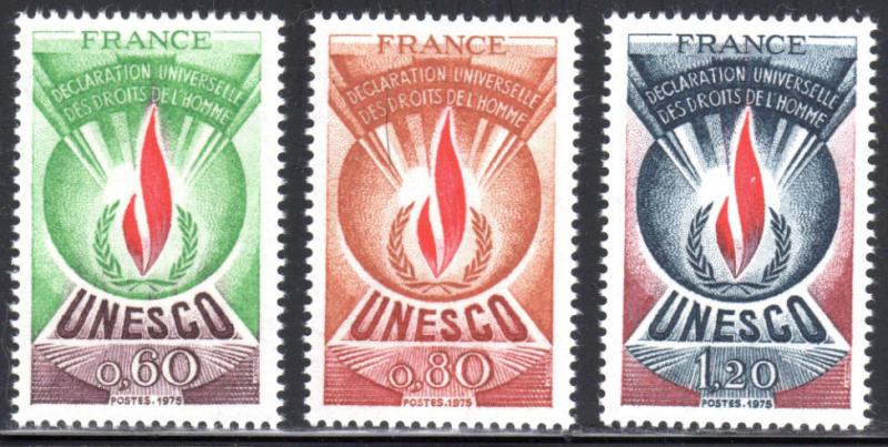 France # 2O13-2O15 1975 Human Rights Service Set MNH