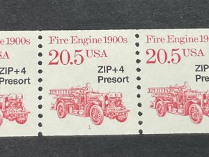 U.S.# 2264-MINT/NH--PLATE # COIL STRIP OF 5--(P#1)---ZIP + 4-PRESORT--1988