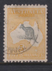 1918 Australia 5/ Kangaroo and Map Used perf 10 Wmk 10 Sc# 54 CV $100.00