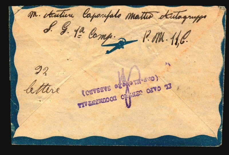 Libya 1942 Cirene APO Airmail Cover to Foggia - Z17702