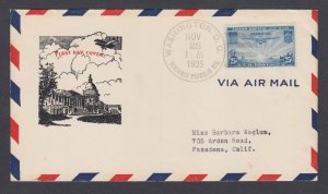 US Sc C20 FDC. 1935 25c blue Trans-Pacific, Washington, DC cancel, fresh, VF