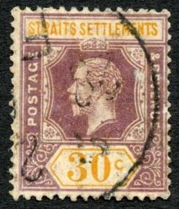 Straits Settlements SG235 30c Wmk Script Die 1 Cat 60 pounds