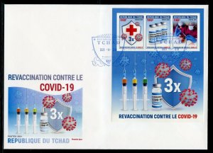 CHAD 2021 REVACCINATION AGAINST THE PANDEMIC SOUVENIR SHEET FIRST DAY COVER