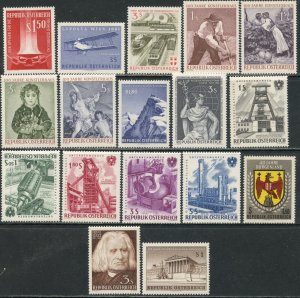 AUSTRIA Sc#659-675 1961 17 Different Complete Commems OG Mint NH