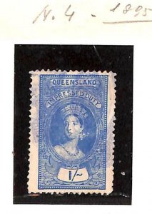 76673 -  AUSTRALIA Queensland -  Used REVENUE  STAMP - Barefoot # 4