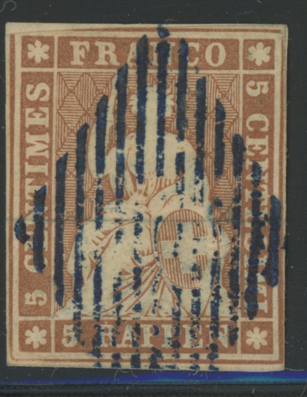 Switzerland 20 used rebacked very dark blue cancel (2107 257)