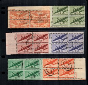 US 6  used  plate blocks  air mail