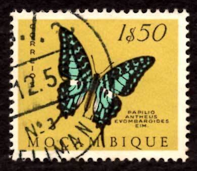 Mozambique 1953 Larger Striped Swordtail Butterfly Moth 1.50e Sc.372 Used (#4)