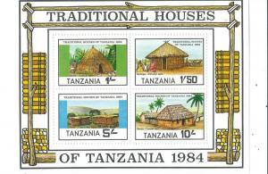 Tanzania #253a Traditional Houses S/S (MNH) CV $2.50