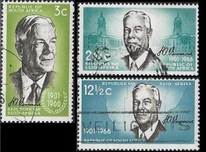 1966 South Africa  Dr Verwoed, Prime Minister SC#314-316  Used