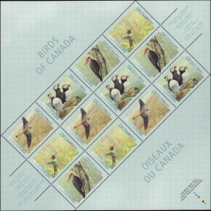 Canada #1591-1594, Complete Set, Shts of 12, 1996, Birds, Never Hinged