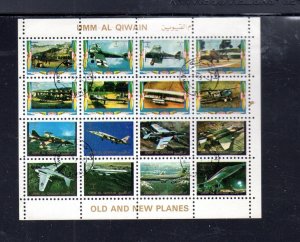 UMM AL QIWAIN 1972 AIRPLANES MINT VF NH O.G M/S16 CTO ( 34UMM )