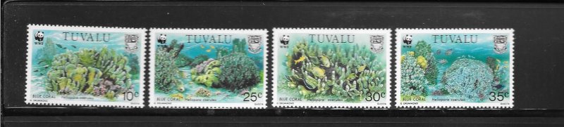 WWF - TUVALU BLUE CORAL #617-620  MNH