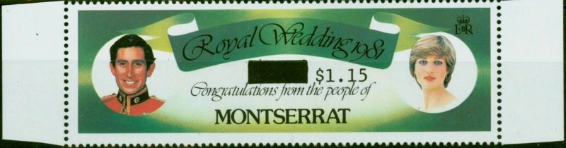 Montserrat 1983 Royal Wedding $1.15 on $3 SG583var Surcharge on Wrong Value