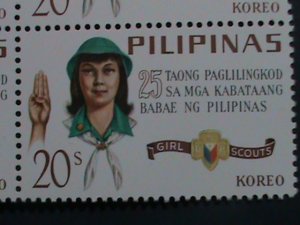 ​PHILIPPINES-1966-SC#947-9 25TH ANNIVERSARY OF WORLD GIRL SCOUTS DAY-MNH BLOCK