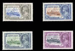 British Guiana #223-226S Cat$140, 1935 Silver Jubilee, set of four, perforate...