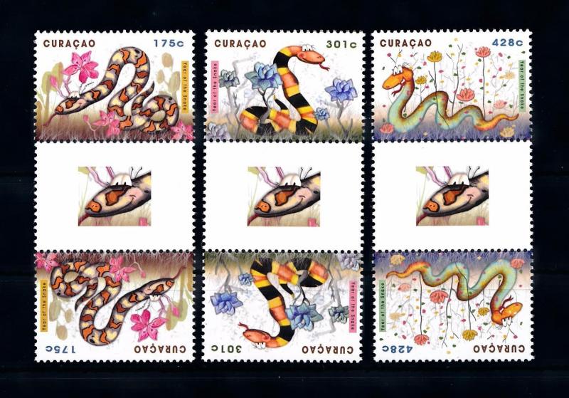 [CU119A] Curacao 2013 Chinese Year of the snake Gutterpairs MNH