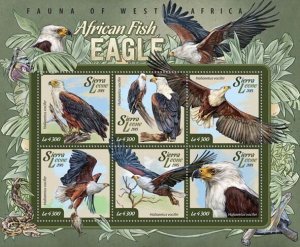 SIERRA LEONE - 2015 - African Fish Eagle - Perf 6v Sheet - Mint Never Hinged