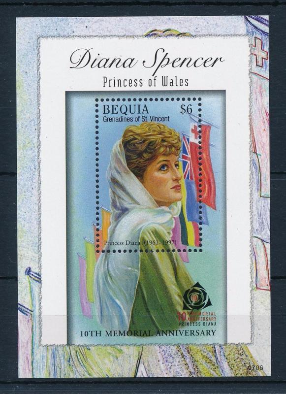 [48725] Bequia Grenadines of St. Vincent 2007 Royalty Princess Diana MNH Sheet