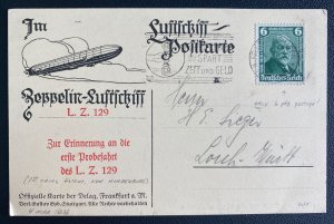 1936 Germany Hindenburg Zeppelin LZ 129 Airmail RPPC Postcard Cover City View