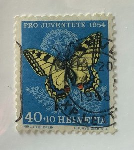 Switzerland 1954  Scott B241 used - 40+10c, Jeremias Gotthelf,  Insect Butterfly