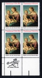 SC# 2063 - (20c) - Madonna & Child, MNH ZIP Block/4 - LL