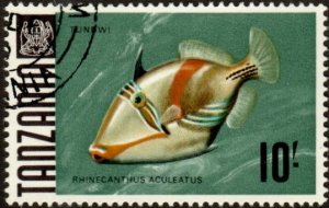Tanzania 33 - Used - 10sh Striped Triggerfish (1967) (cv $3.00) +