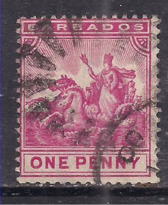 Barbados 1892 QV 1d Carmine used SG 107 ( E839 )