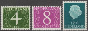 EDSROOM-22268 Netherlands 404, 406-7 MNH 1962 Complete Phosphor CV$8.60