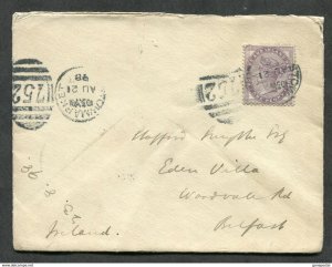 d111 - GB Stowmarket Suffolk 1898 Numeral Duplex on Cover to Belfast N. I