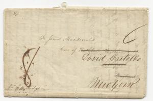 US Stampless Trans-Atlantic Ship Cover Folded Letter New York via Liverpool