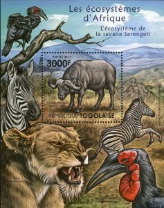 The Serengeti Savanna Ecosystem Stamp Lion Zebra Crow S/S MNH #4225 / Bl.645