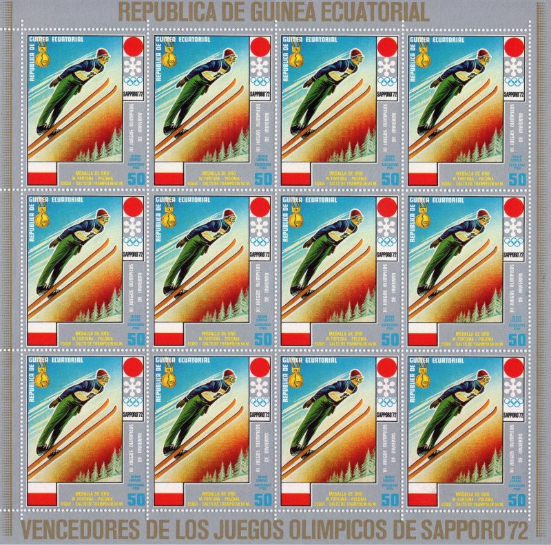 Equatorial Guinea 1972 Mi#66/72 SAPPORO OLYMPIC WINNERS 7 MINI-SHEETLETS MNH