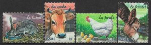 France 2004 Farm animals mammals and birds set of 4 stamps MNH