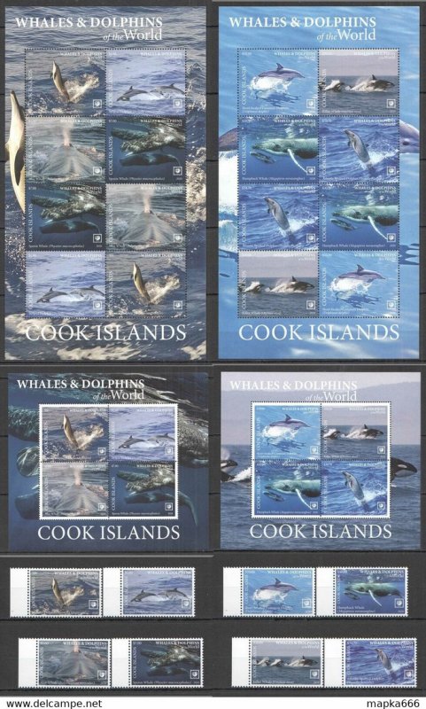 2020 Cook Islands Whales & Dolphins Fauna !!! Sale 2Sh+2Kb+Full Set ** Nw713-8