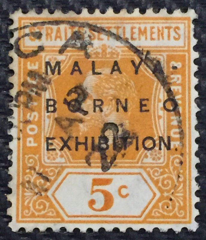 Malaya-Borneo Exhibition MBE opt Straits KGV 5c Used MCCA SG#243 M3128