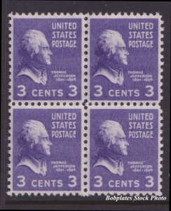 BOBPLATES #807 Jefferson Block of 4 F-VF NH SCV=$1+