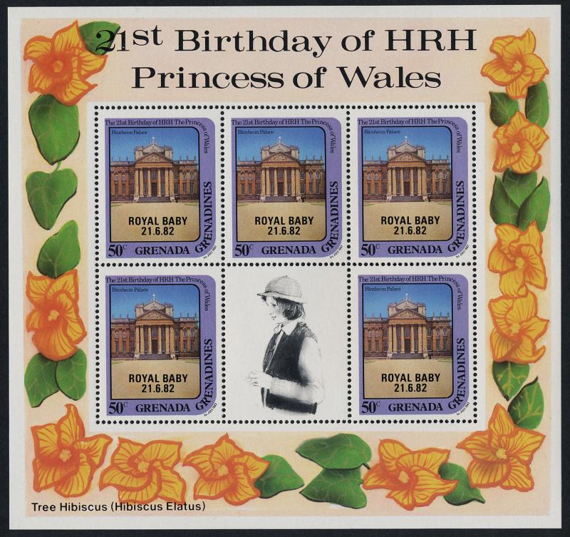 Grenada Grenadines 492 sheet MNH Princess Diana 21st Birthday, Royal Baby o/p