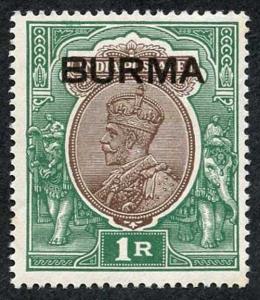 Burma SG13 1 r chocolate and green opt Burma U/M