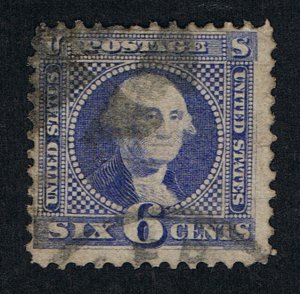 GENUINE SCOTT #115 FINE USED 1869 ULTRAMARINE GEORGE WASHINGTON CLEAR G-GRILL