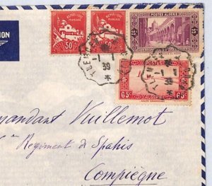 ALGERIA RAILWAY Transit AIR MAIL Cover *Tlemcen-Oran* 1939 SPAHIS Military YV250