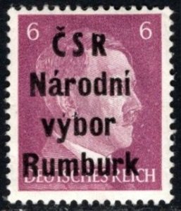 1945 Czechoslovakia Local Overprint 6 Pfennig Rumburk Czech National Committee