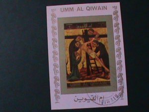 ​UMM AL QIWAIN-EASTER -CTO IMPERF-S/S VF-FANCY CANCEL WE SHIP TO WORLDWIDE