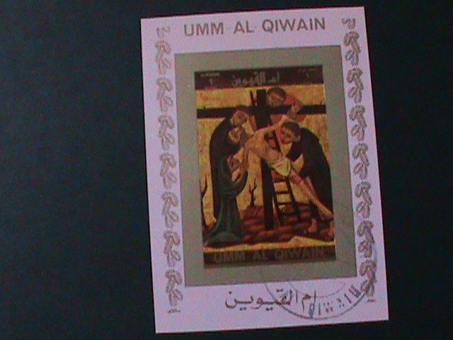 ​UMM AL QIWAIN-EASTER -CTO IMPERF-S/S VF-FANCY CANCEL WE SHIP TO WORLDWIDE