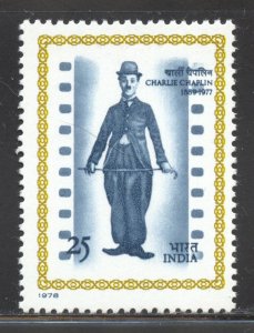 India Scott 797 MNHOG - 1978 The Little Tramp, Charlie Chaplin - SCV $2.75