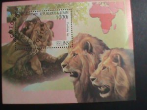 BENIN STAMP-1999 ENDANGER WILD ANIMAL-LIONS CTO  S/S SHEET VERY FINE